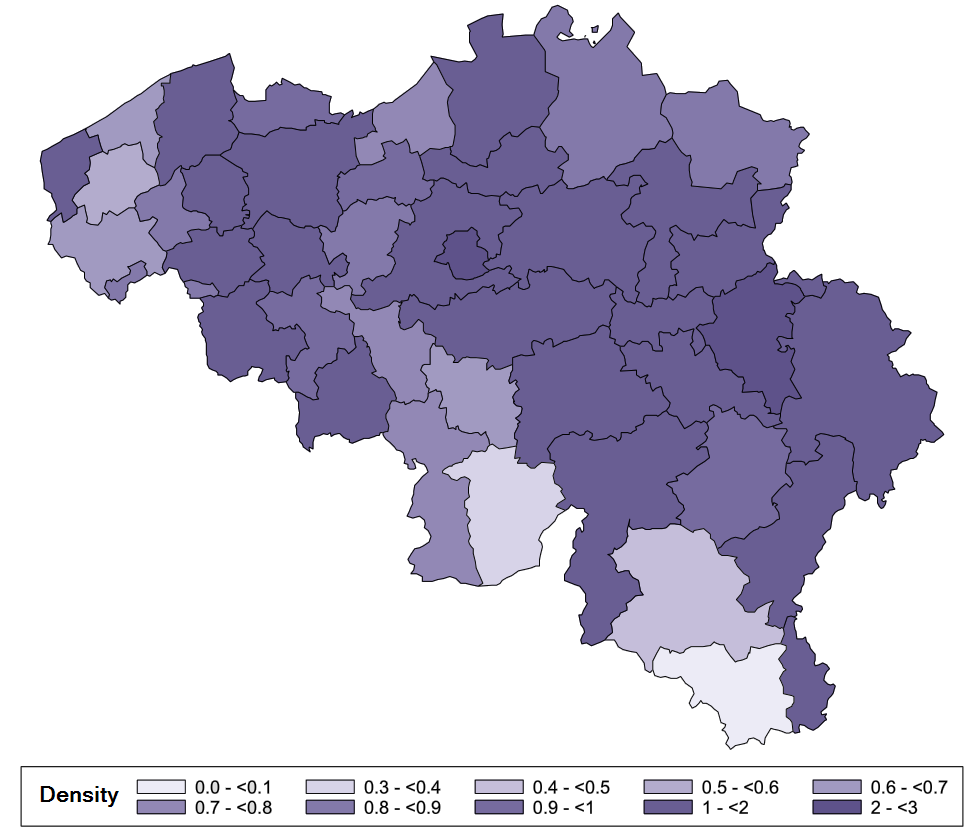 Conventioned GPs density, in Full-time equivalent (FTE) per 10 000 insured population