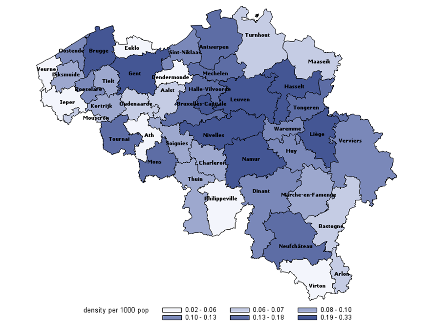 Density of active psychiatrists: number of active psychiatrists per 1000 inhabitants (2016)