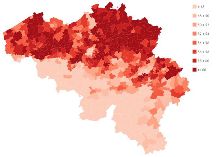 Regular contact with the dentist, by municipality (2016)