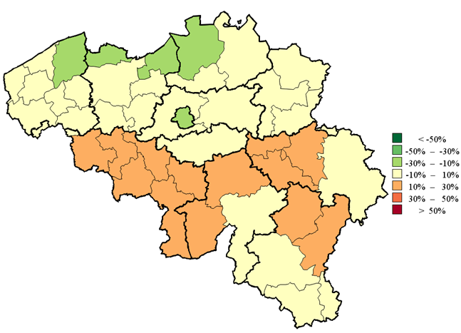 Proportion of the insured population aged 65+ using 5 or more drugs of >80 DDD per year, by district (average 2014-2016)